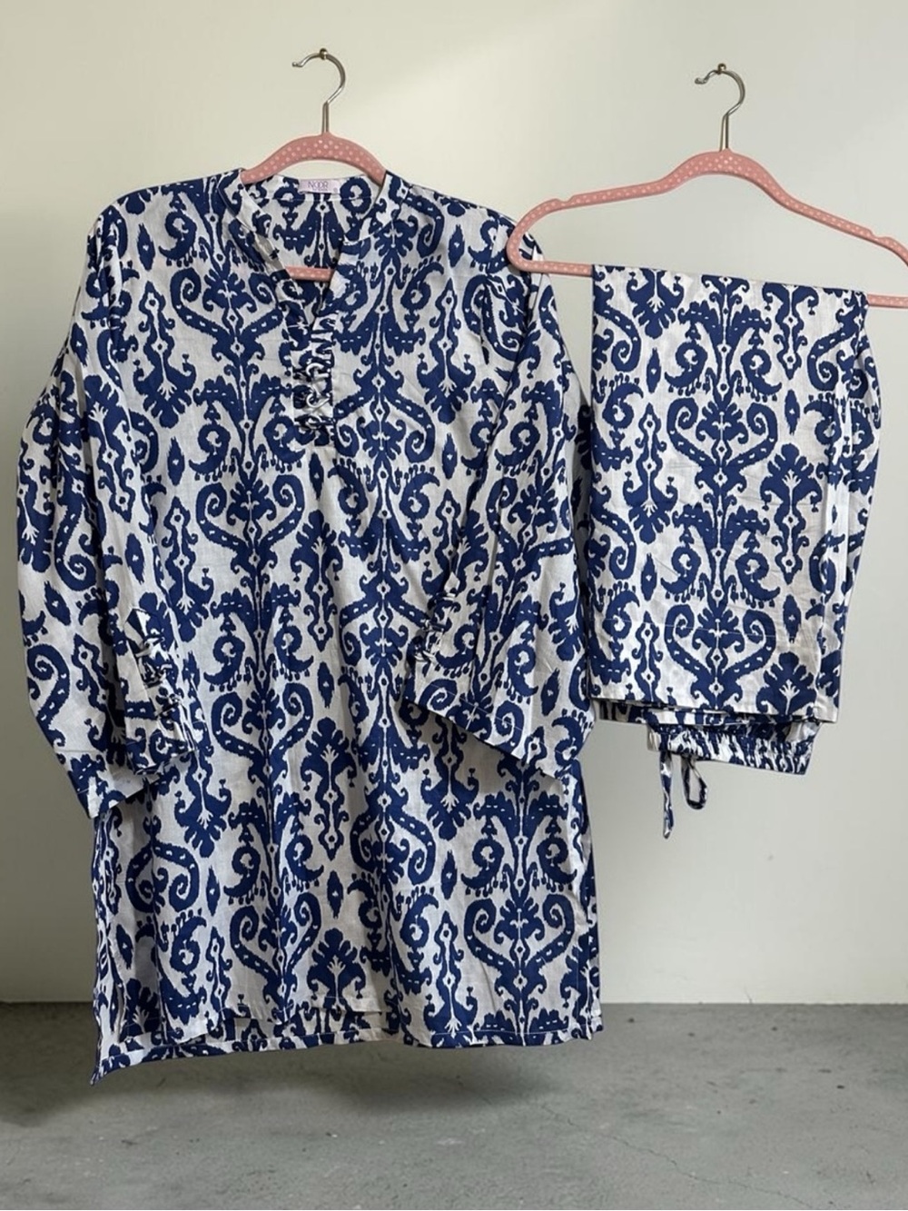 Blue & White Printed Two-Piece Set